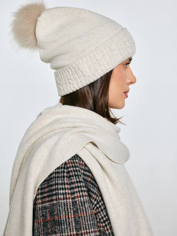 Czapka damska zimowa z pomponem perłowa Stanilo 103