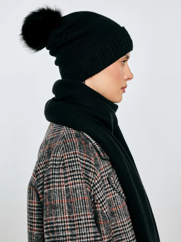 Czapka damska zimowa z pomponem czarna Stanilo 906