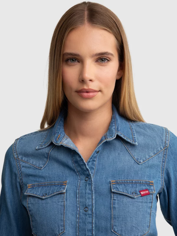 Koszula damska jeansowa slim niebieska Norra 236