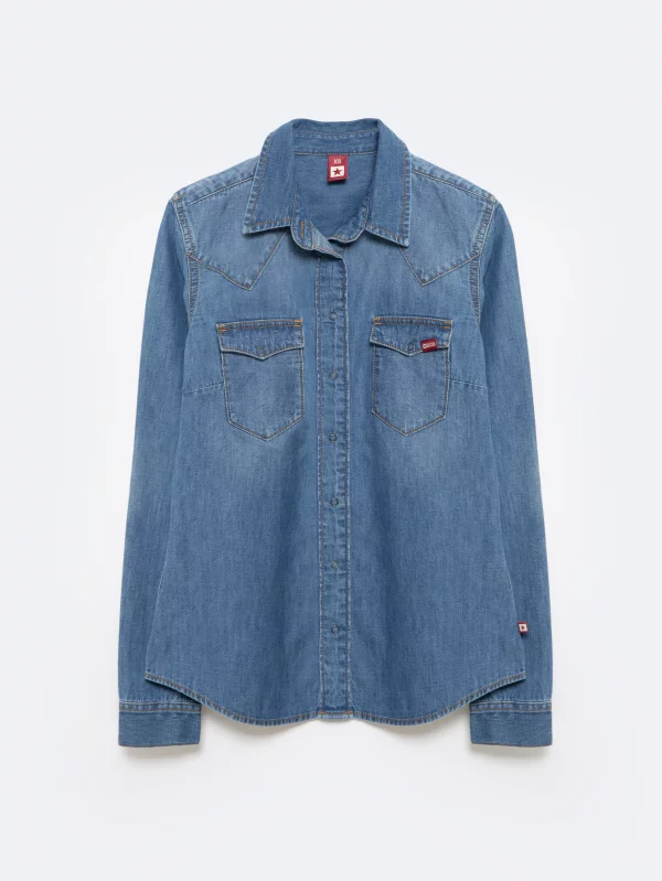 Koszula damska jeansowa slim niebieska Norra 236