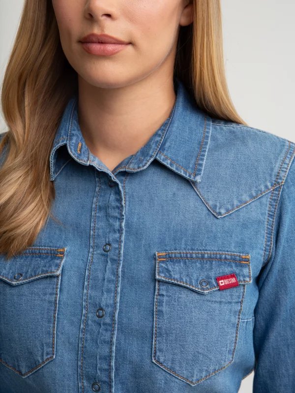 Koszula damska jeansowa slim niebieska Norra 236
