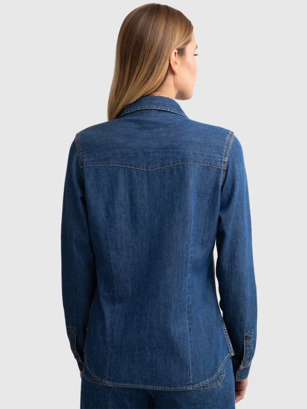 Koszula damska jeansowa slim granatowa Norra 524