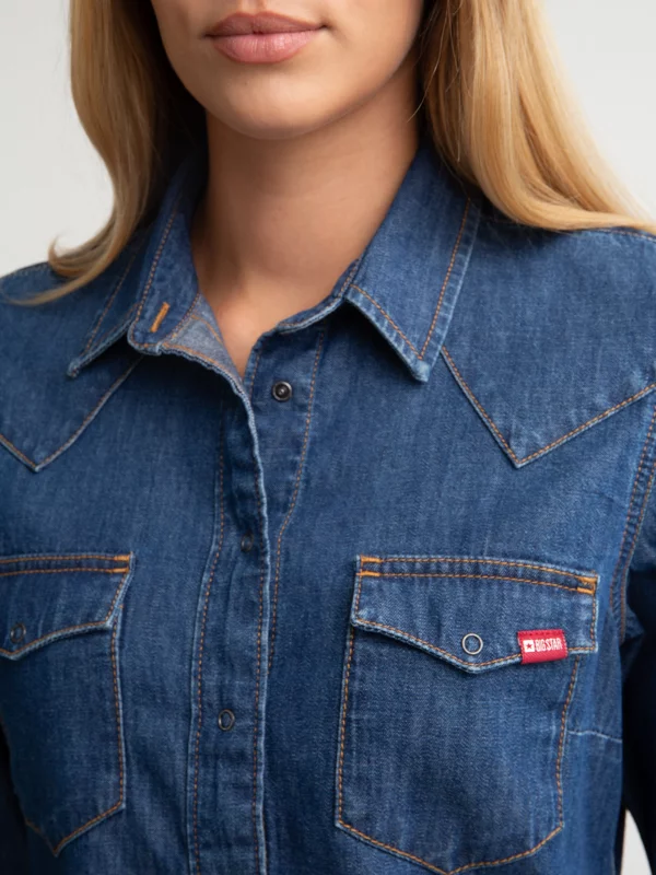 Koszula damska jeansowa slim granatowa Norra 524