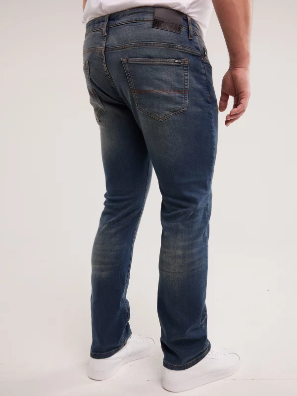 Jeansy męskie dopasowane z przetarciami granatowe Terry 541
