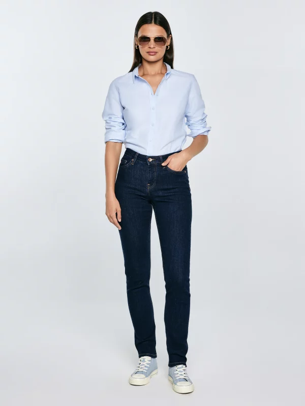 Jeansy damskie z wysokim stanem granatowe Katrina High Waist 720