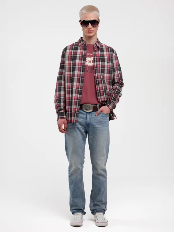 Koszulka męska z nadrukiem ciemnoróżowa Millaner 602