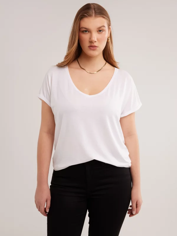 Koszulka damska o luźnym kroju biała Valeria 101