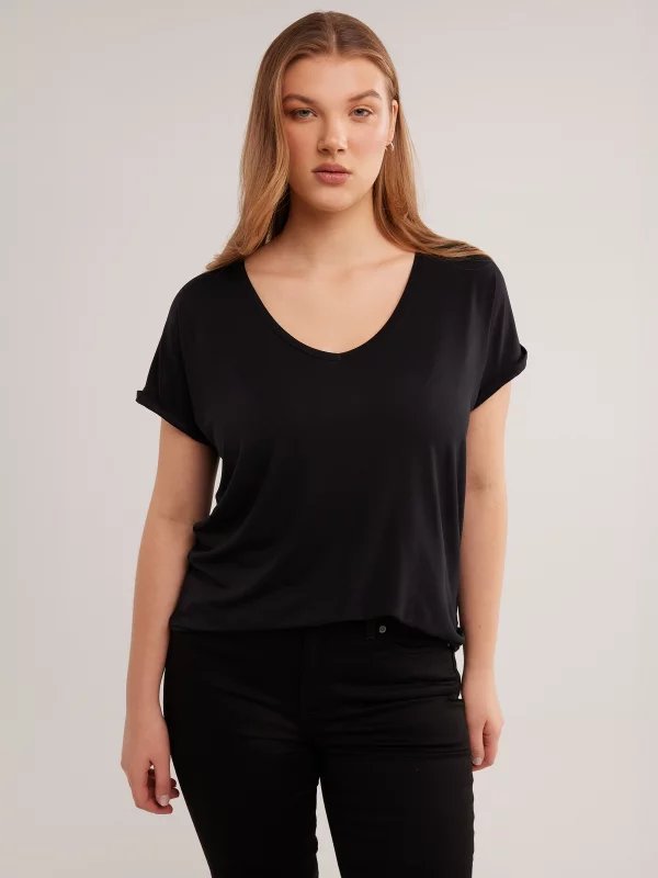 Koszulka damska o luźnym kroju czarna Valeria 906