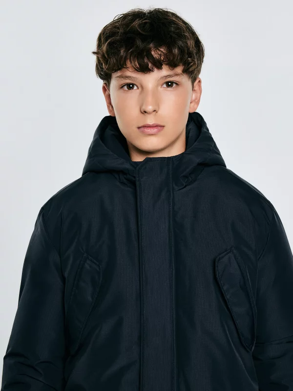 Kurtka chłopięca z kapturem granatowa Oskar 404