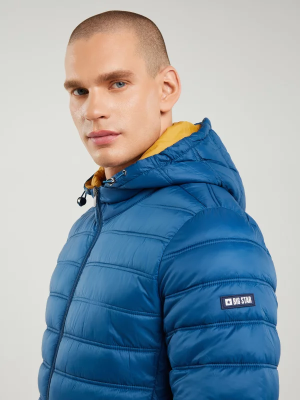 Kurtka męska pikowana z kapturem niebieska Acarf 402