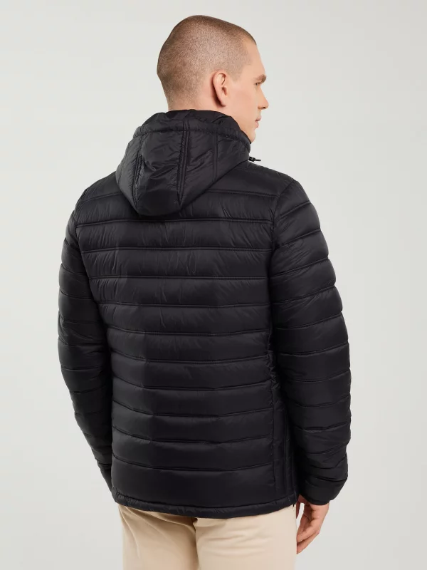 Kurtka męska pikowana z kapturem czarna Acarf 906