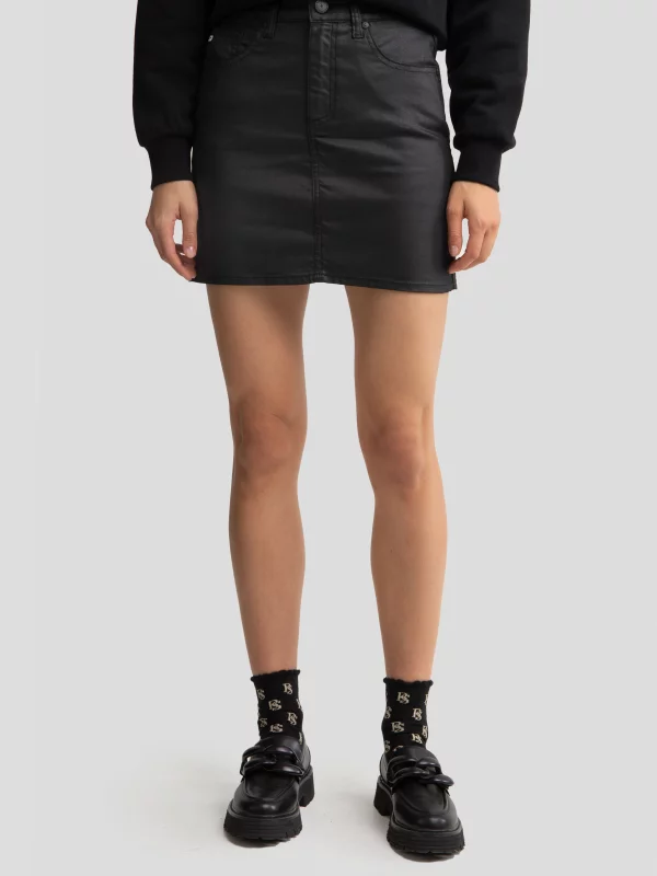 Spódnica damska jeansowa woskowana mini czarna Margaret 924