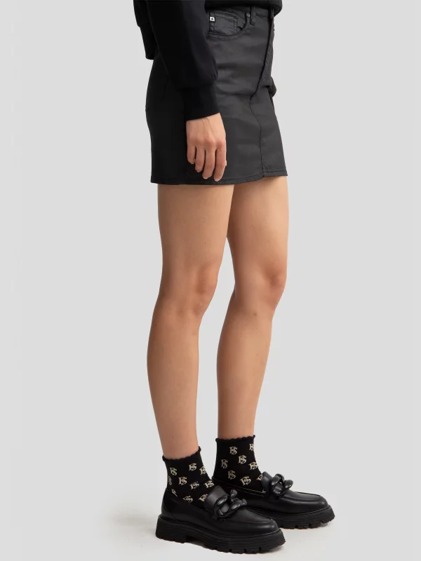 Spódnica damska jeansowa woskowana mini czarna Margaret 924