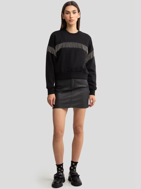 Spódnica damska jeansowa woskowana mini czarna Margaret 924