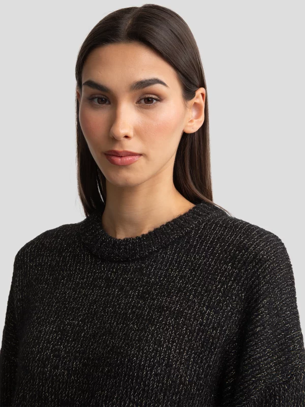 Sweter damski oversize z dodatkiem wełny czarny Mayamessa 906