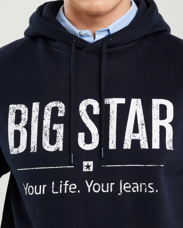 Bluza męska z kapturem z logo BIG STAR granatowa Ashlyno 403