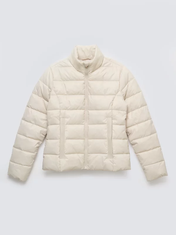 Kurtka damska slim pikowana ze stójką kremowa Delina 103