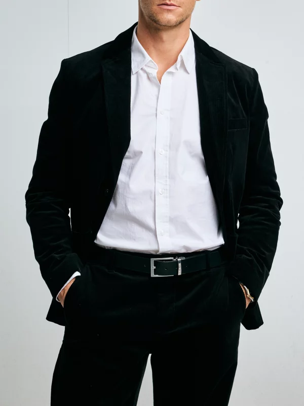 Pasek męski skórzany dwustronny ze srebrną klamrą czarny Ariso 906