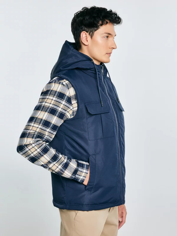 Kamizelka męska z kapturem granatowa Yves 403