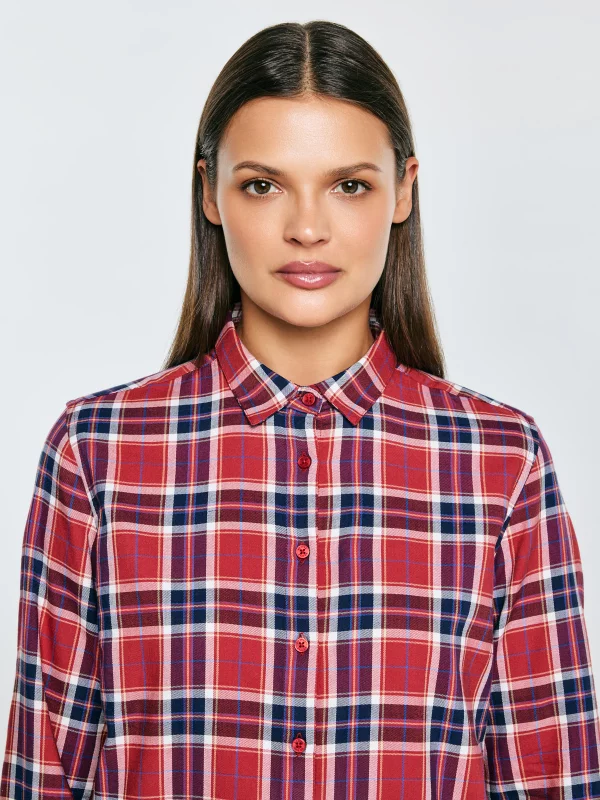Koszula damska w kratę czerwona Petrini 604