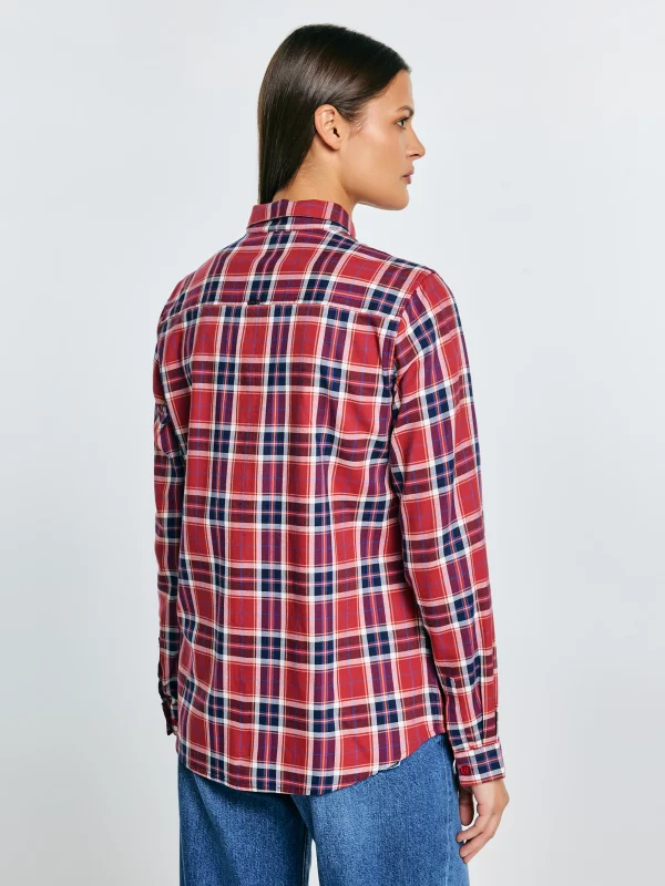 Koszula damska w kratę czerwona Petrini 604