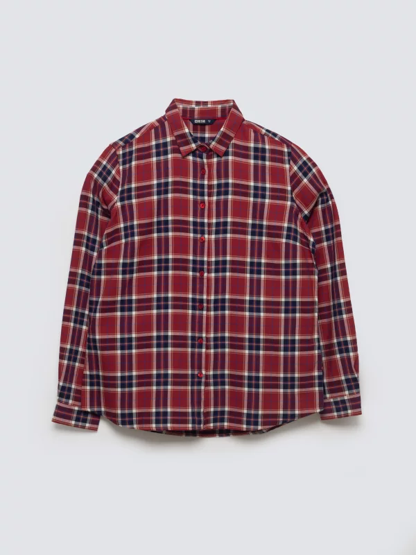 Koszula damska w kratę czerwona Petrini 604