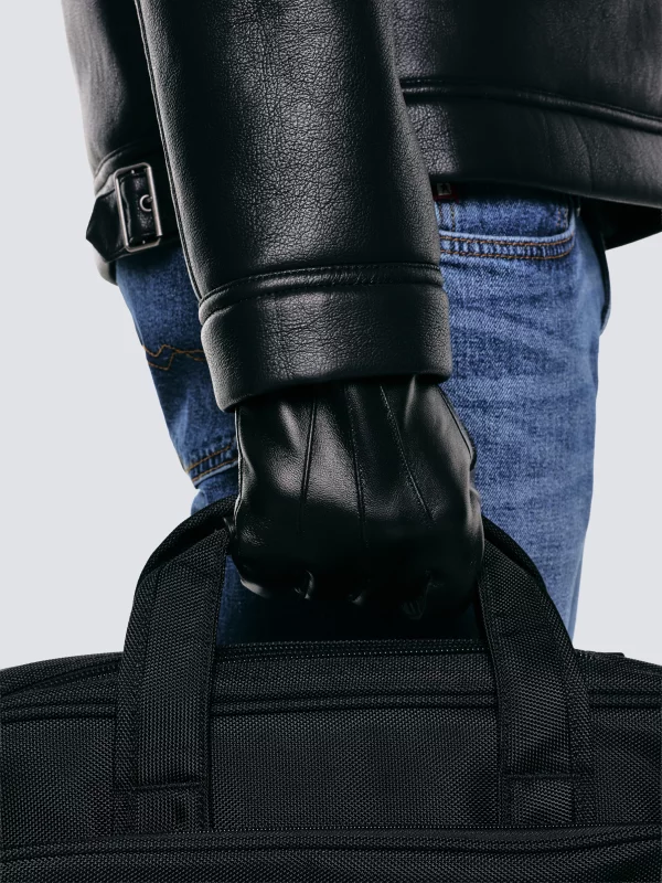 Rękawiczki męskie skórzane czarne Klasman 906