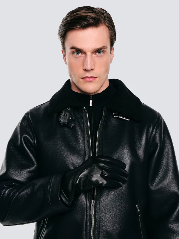 Rękawiczki męskie skórzane czarne Klasman 906