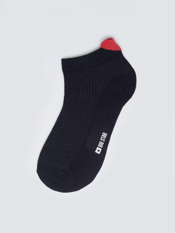 Stopki damskie z wiskozy z sercem czarne Lovelia 906