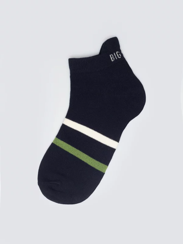 Stopki męskie z dwoma paskami granatowe Sherlock 403