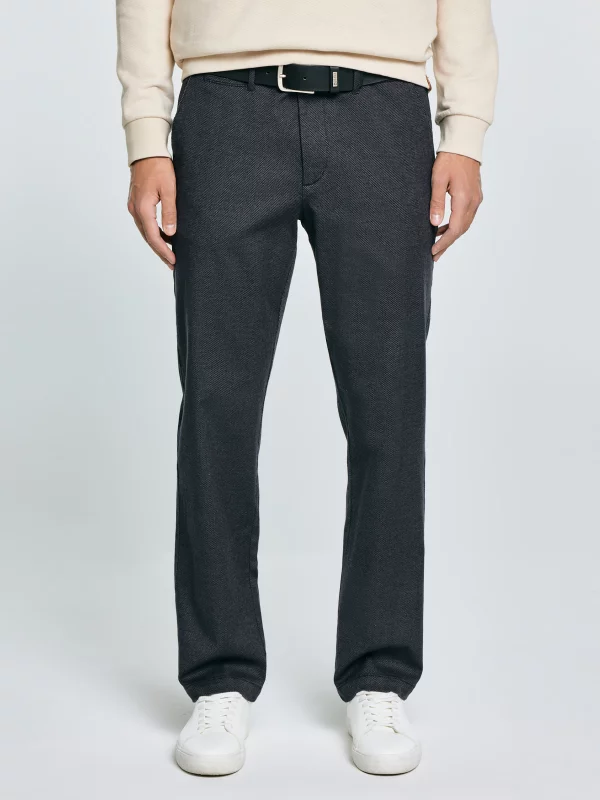 Spodnie męskie chinosy w drobny wzorek szare Debren 902