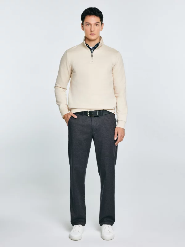 Spodnie męskie chinosy w drobny wzorek szare Debren 902