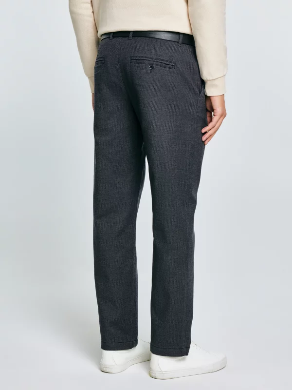 Spodnie męskie chinosy w drobny wzorek szare Debren 902