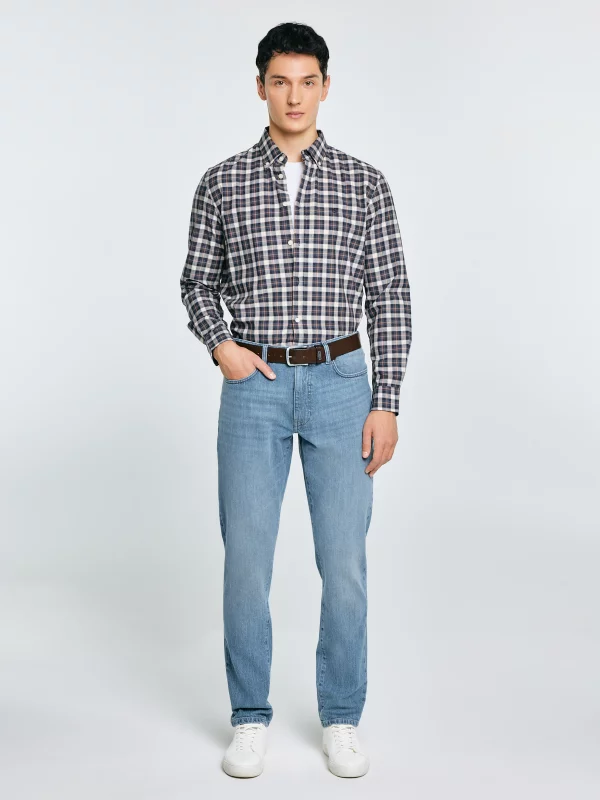 Koszula męska bawełniana w kratę czarna Gibbineros 906