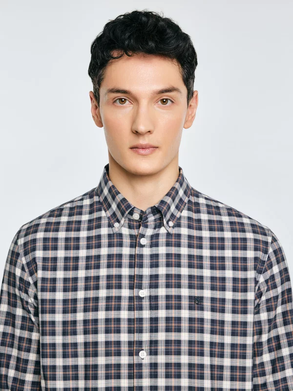 Koszula męska bawełniana w kratę czarna Gibbineros 906