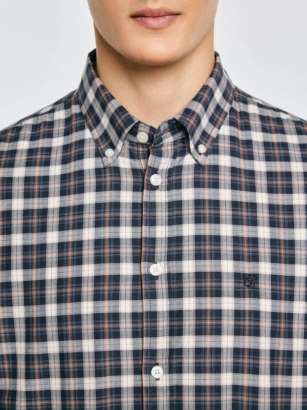 Koszula męska bawełniana w kratę czarna Gibbineros 906