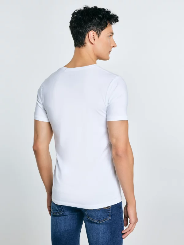 Koszulka męska slim v-neck z bawełny supima biała Supiclassicov 101