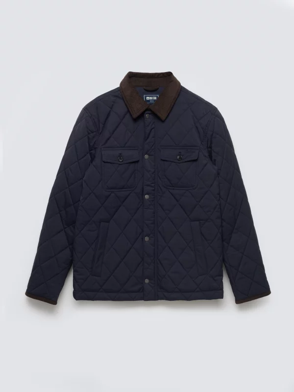 Kurtka męska pikowana ze sztruksowym kołnierzem granatowa Antwan 403