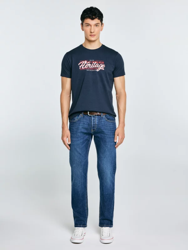 Koszulka męska z nadrukiem granatowa Keren 403