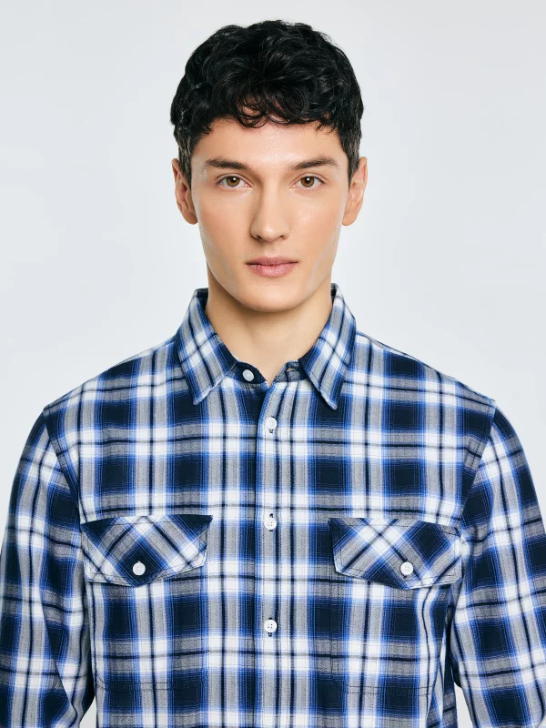 Koszula męska bawełniana w kratę niebieska Koliserson 401