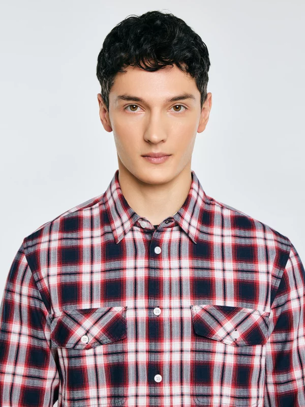 Koszula męska bawełniana w kratę czerwona Koliserson 603