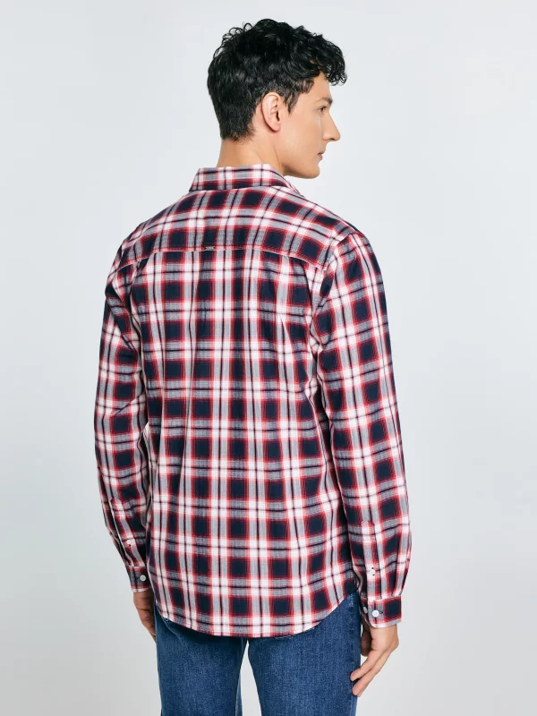 Koszula męska bawełniana w kratę czerwona Koliserson 603