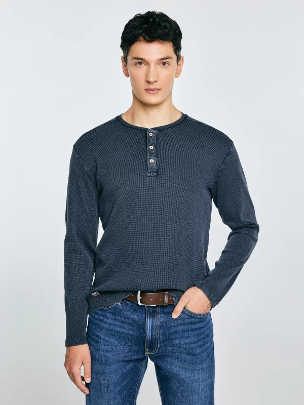 Bluzka męska z długim rękawem granatowa Merrts 403