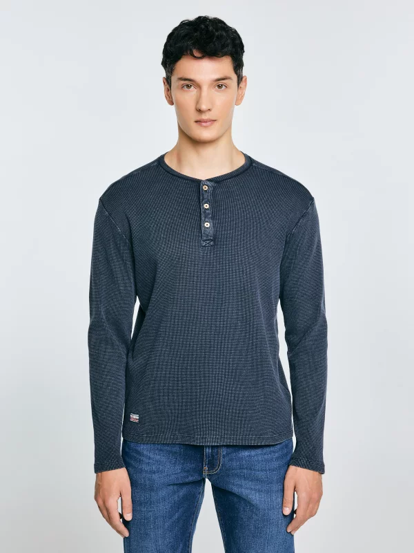 Bluzka męska z długim rękawem granatowa Merrts 403