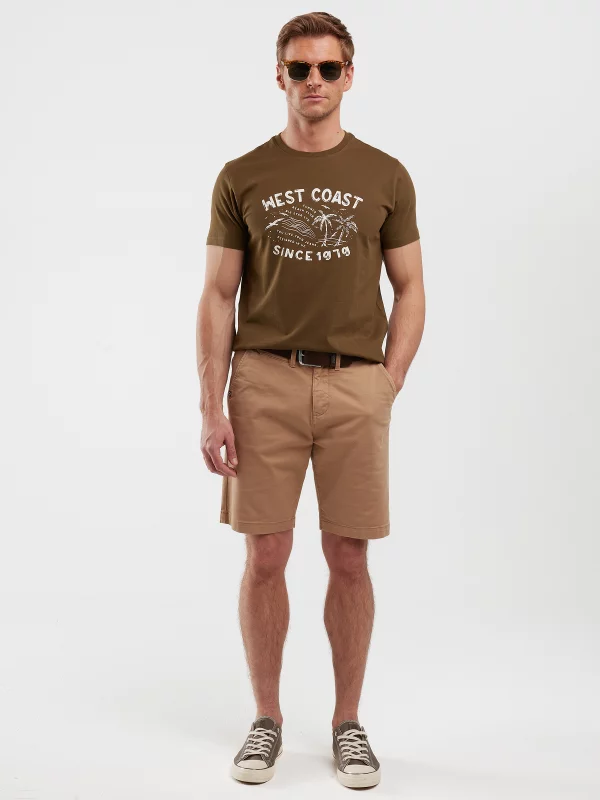 Koszulka męska z nadrukiem khaki Reddrez 303