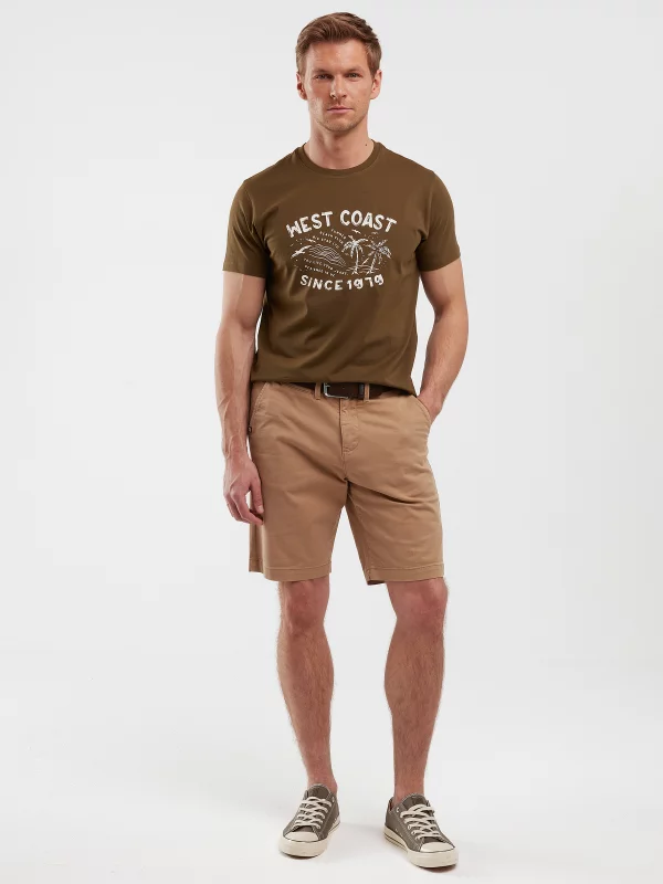 Koszulka męska z nadrukiem khaki Reddrez 303