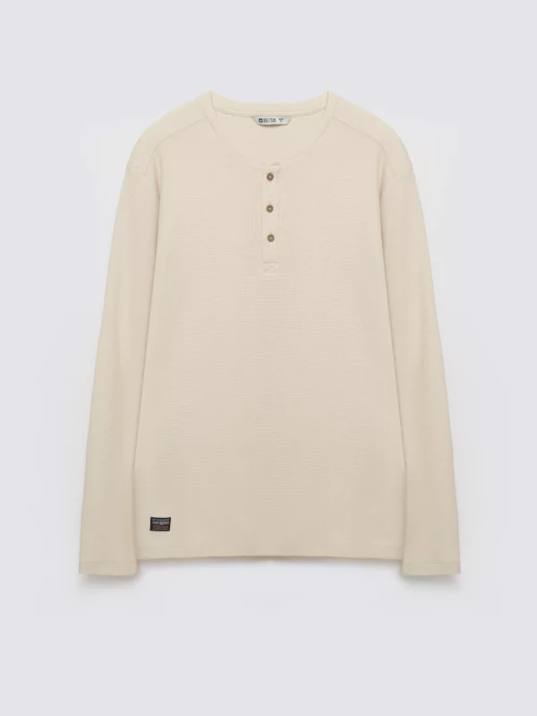 Bluzka męska z długim rękawem kremowa Merrts 103