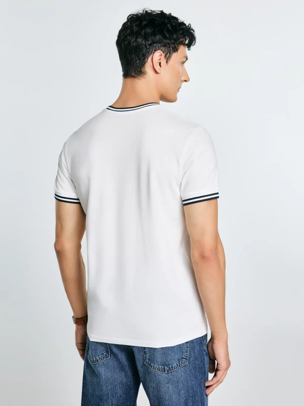 Koszulka męska z kontrastowym wykończeniem biała Polias 100