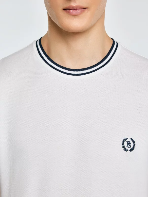 Koszulka męska z kontrastowym wykończeniem biała Polias 100