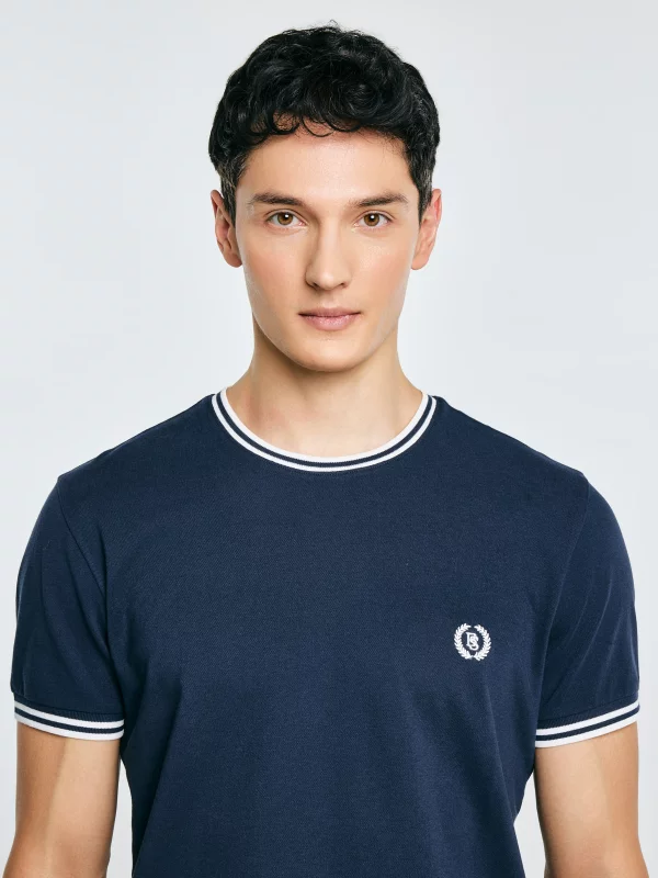 Koszulka męska z kontrastowym wykończeniem grantowa Polias 403